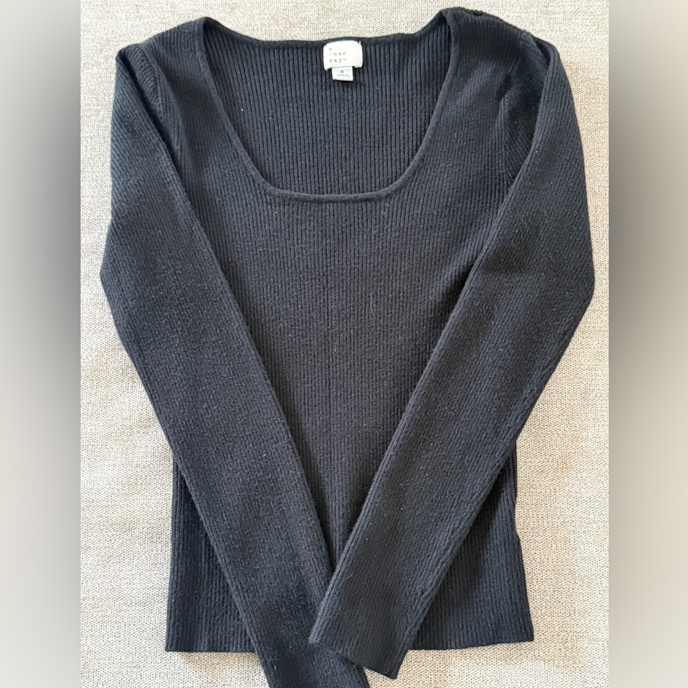 a new day Black Ribbed Sweater